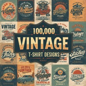 100,000+ Retro & Vintage T-Shirt Designs Bundle